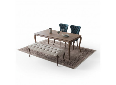 Chesterfield dining room bench and 4x upholstered chairs dining room dining table