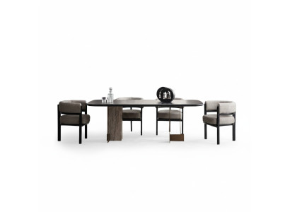 Brown dining room set luxurious dining table with 6x chairs 7-piece set