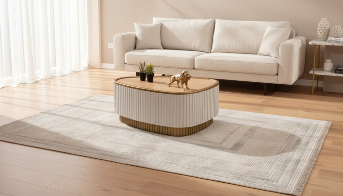Triangular Coffee Table White-Brown Living Room Coffee Tables Wooden Tables