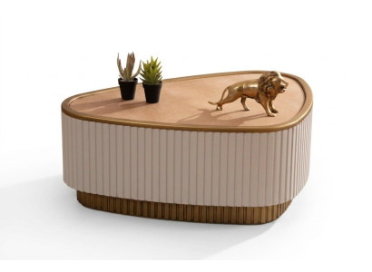 Triangular Coffee Table White-Brown Living Room Coffee Tables Wooden Tables