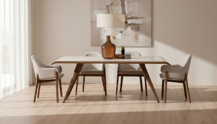 Brown Exclusive Dining Room Set Dining Table 6x Chairs Upholstered Chairs 7 Pieces