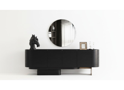 Black dining room furniture stylish sideboard with mirror wood dresser