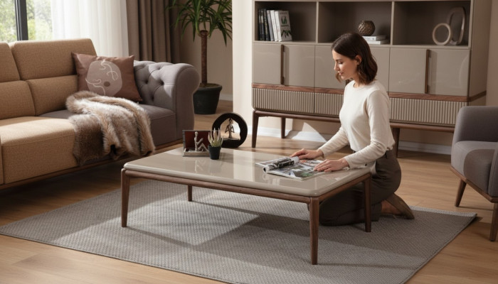 Brown wood coffee table living room designer furniture luxury stylish tables