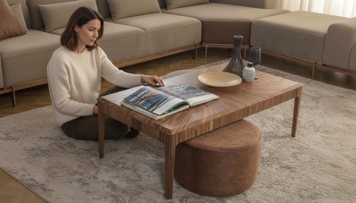 Stylish Coffee Table Brown Rectangular Living Room Wooden Coffee Table
