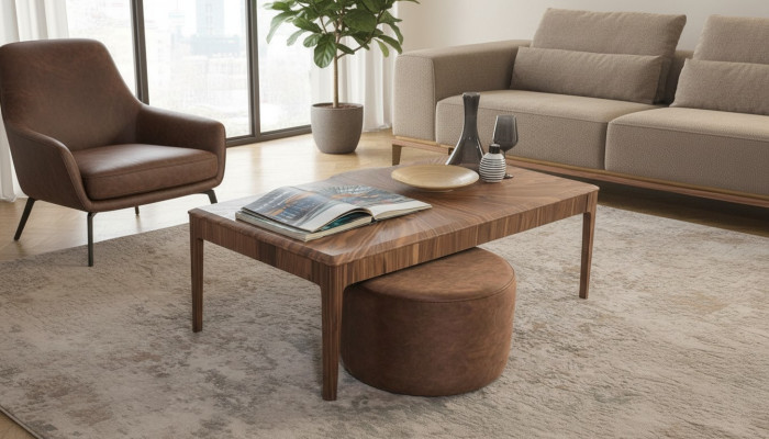 Stylish Coffee Table Brown Rectangular Living Room Wooden Coffee Table