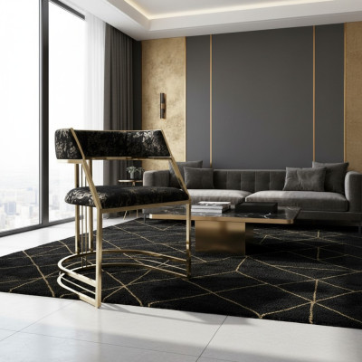 Black stainless steel chair, modern dining room furniture upholstered chair, chairs