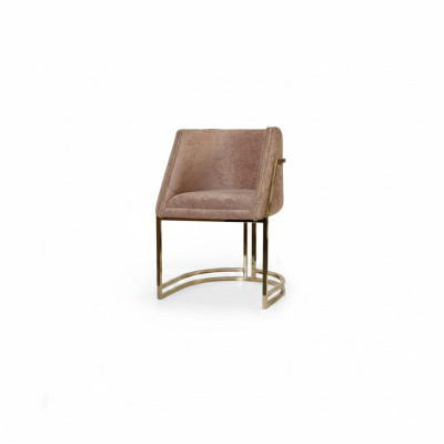 Luxurious Beige Stainless Steel Chair Dining Room Furniture Armrest Single Seater
