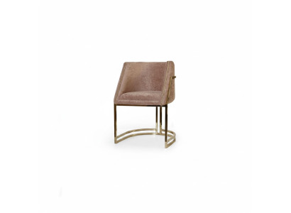 Luxurious Beige Stainless Steel Chair Dining Room Furniture Armrest Single Seater