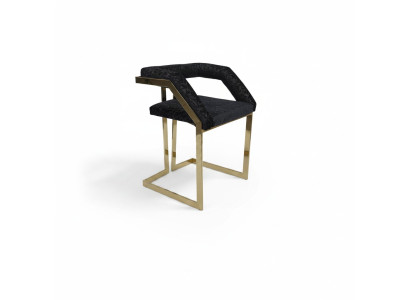 Black stainless steel chair with upholstery cover, designer bar furniture, upholstered chair.