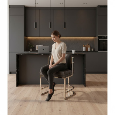 Luxury chair brown color modern furniture with metal frame for dining room
