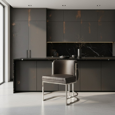 Luxury chair brown color modern furniture with metal frame for dining room
