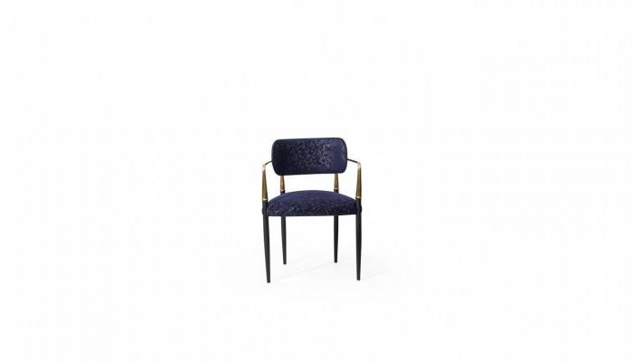 Modern blue chair stainless steel frame fabric single-seater dining room furniture