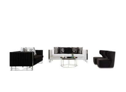 Black and white sofas luxury living room suite three-seater armchair 4-piece set