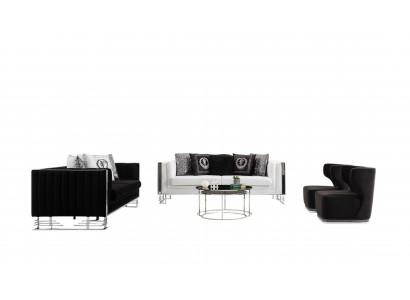 Black and white sofas luxury living room suite three-seater armchair 4-piece set