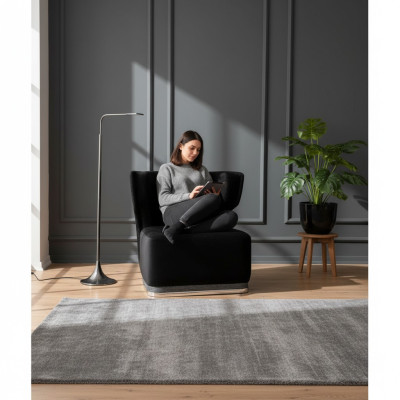 Modern upholstered armchair black recliner living room stainless steel feet