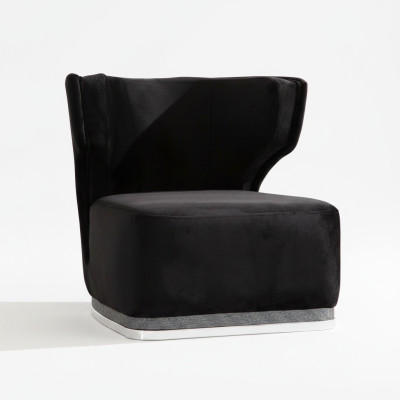 Modern upholstered armchair black recliner living room stainless steel feet