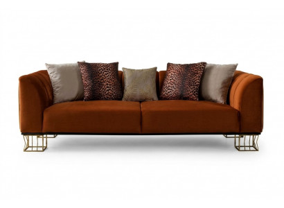Living room seating furniture Orange 3-seater luxurious couch Metal legs