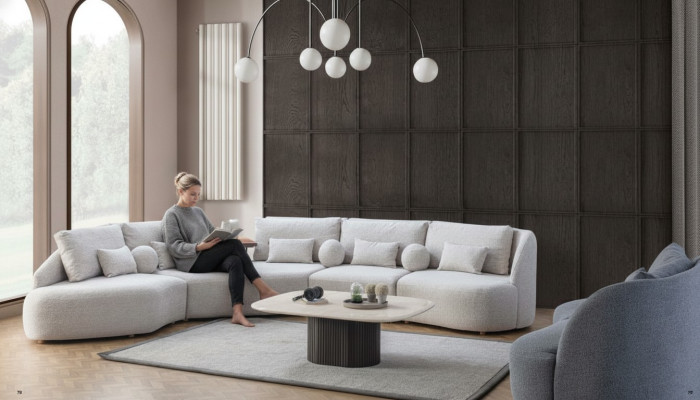 White sectional sofa modern L-shape sofa living room couches wooden frame sofa
