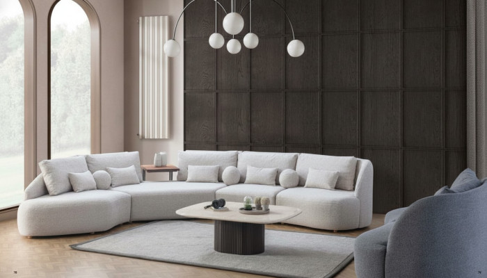 White sectional sofa modern L-shape sofa living room couches wooden frame sofa