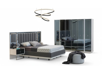 Designer bedroom set double beds nightstand wardrobe