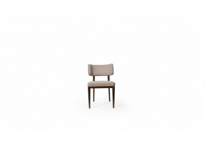 Designer beige fabric chair dining room brown wooden legs designer furniture
