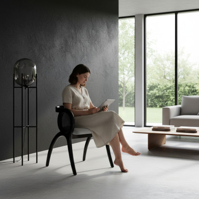 Gray-Black Designer Chair Luxurious Single-Seater Dining Chairs