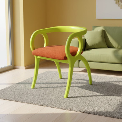 Green Designer Upholstered Chair Single Seater Dining Room Luxurious Single Seater