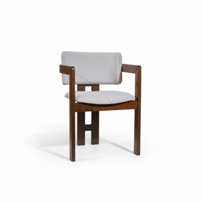 White-Brown Dining Chair Designer Upholstered Chair Modern Armchair