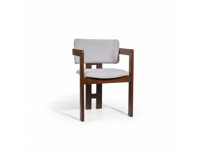White-Brown Dining Chair Designer Upholstered Chair Modern Armchair