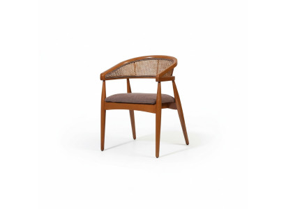 Brown luxury chair with wooden frame, dining room designer chairs, armrest chair