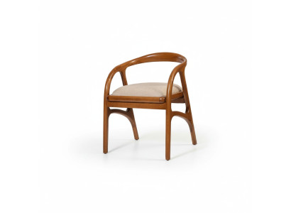 Brown luxury upholstered dining room chair design with armrests single-seater