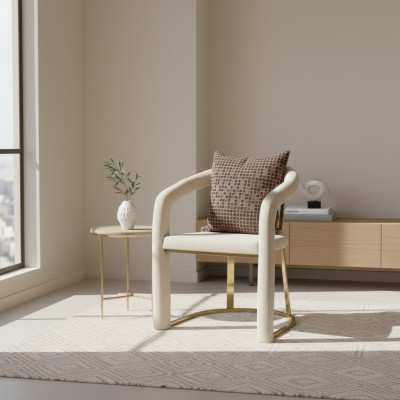 Beige designer chair luxury wooden frame designer dining wood chairs