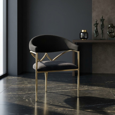 Black stainless steel chair wood frame dining chairs modern single-seater