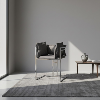 Gray stainless steel chair, modern upholstered chair, dining room chairs, bar stool