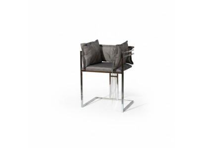 Gray stainless steel chair, modern upholstered chair, dining room chairs, bar stool