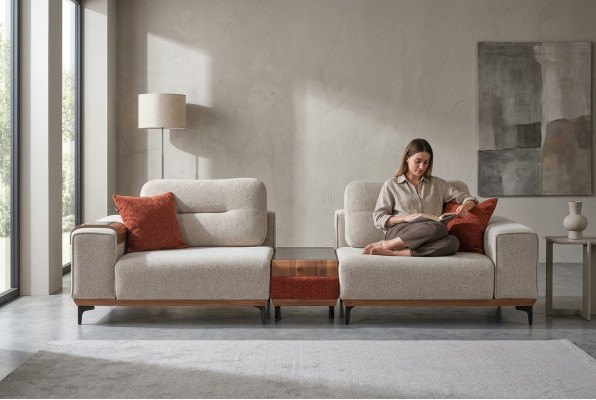 Stylish 3-Seater With an Inset Table Designer Living Room Sofas
