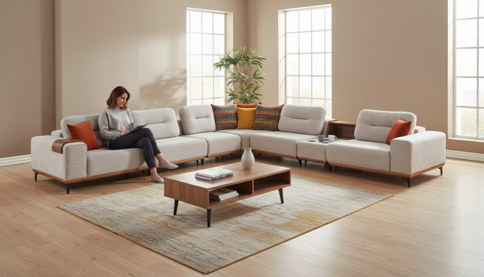 White corner sofa designer L-shaped couch upholstered sofas living room couches
