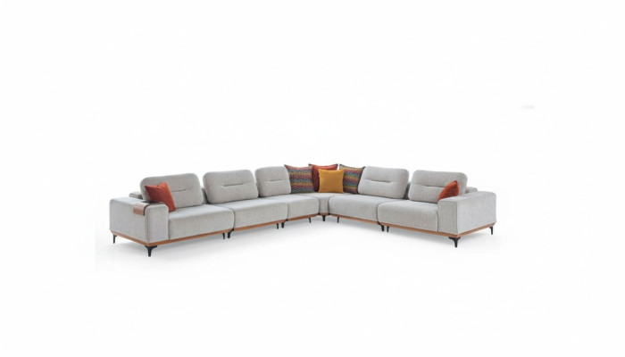 Gray corner sofa exclusive L-shape set luxurious living room furniture