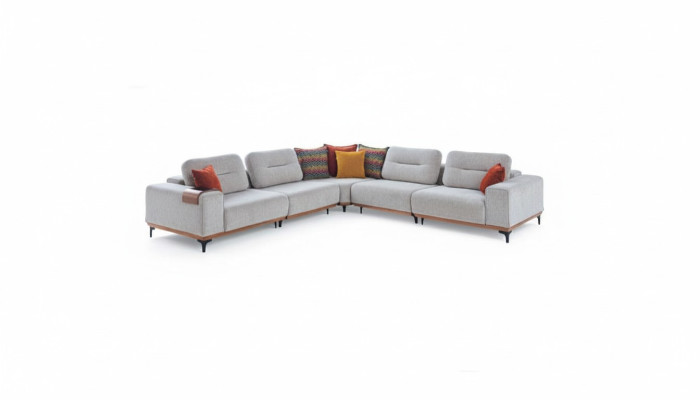 White Exclusive L-Shape Upholstered Sofa Designer Corner Sofa Living Room Seat