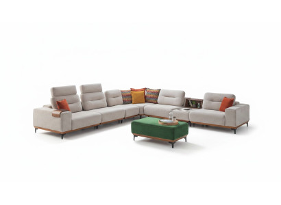 Designer living room corner sofa luxury L-shaped couch upholstery stool 2-piece new