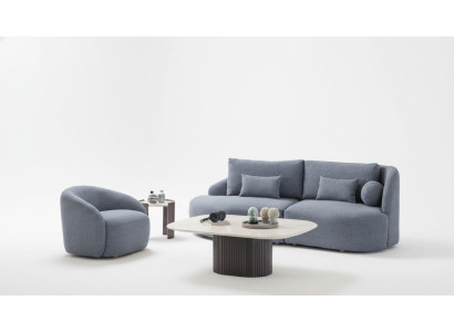 Complete living room seating set designer three-seater sofa two-piece armchair.