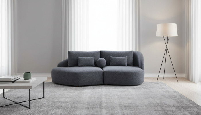 Stylish Gray Three-Seater Living Room Sofa Modern Couches