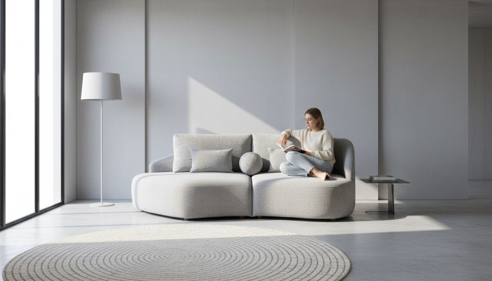Modern light gray 3-seater living room luxury couches sofas