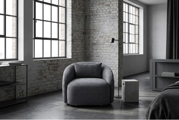 Gray armchair recliner lounge chair textile upholstered single-seater furniture