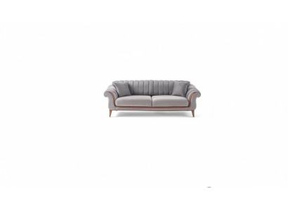 Gray Sofa Designer Living Room 3-Seater Wooden Frame Textile Couches
