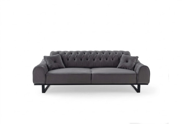 Gray Chesterfield 3-Seater Elegant Three-Seater Designer Living Room Couch