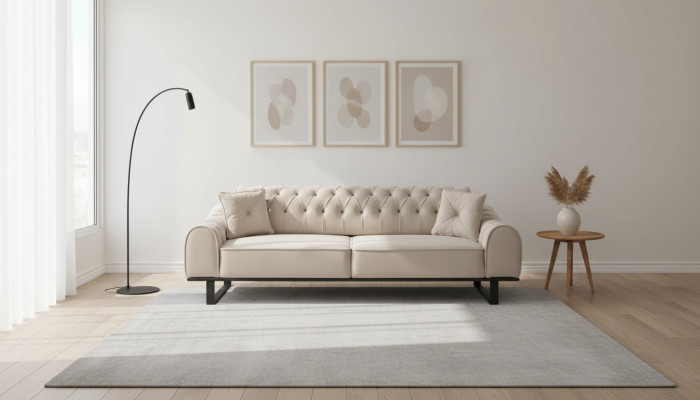 Exclusive beige 3-seater living room sofas designer luxury couches new