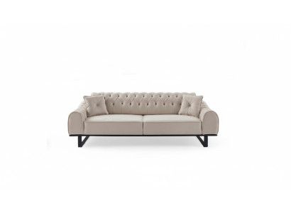 Exclusive beige 3-seater living room sofas designer luxury couches new