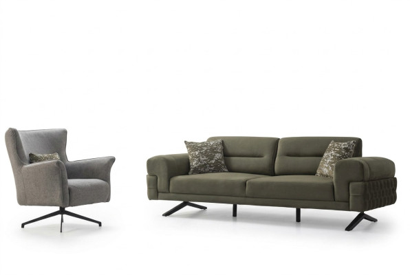 Green-White Living Room Suite Exclusive Three-Seater Upholstered Armchair