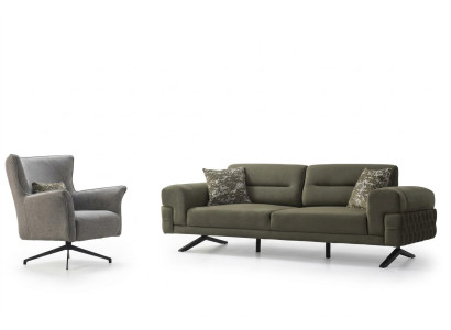 Green-White Living Room Suite Exclusive Three-Seater Upholstered Armchair